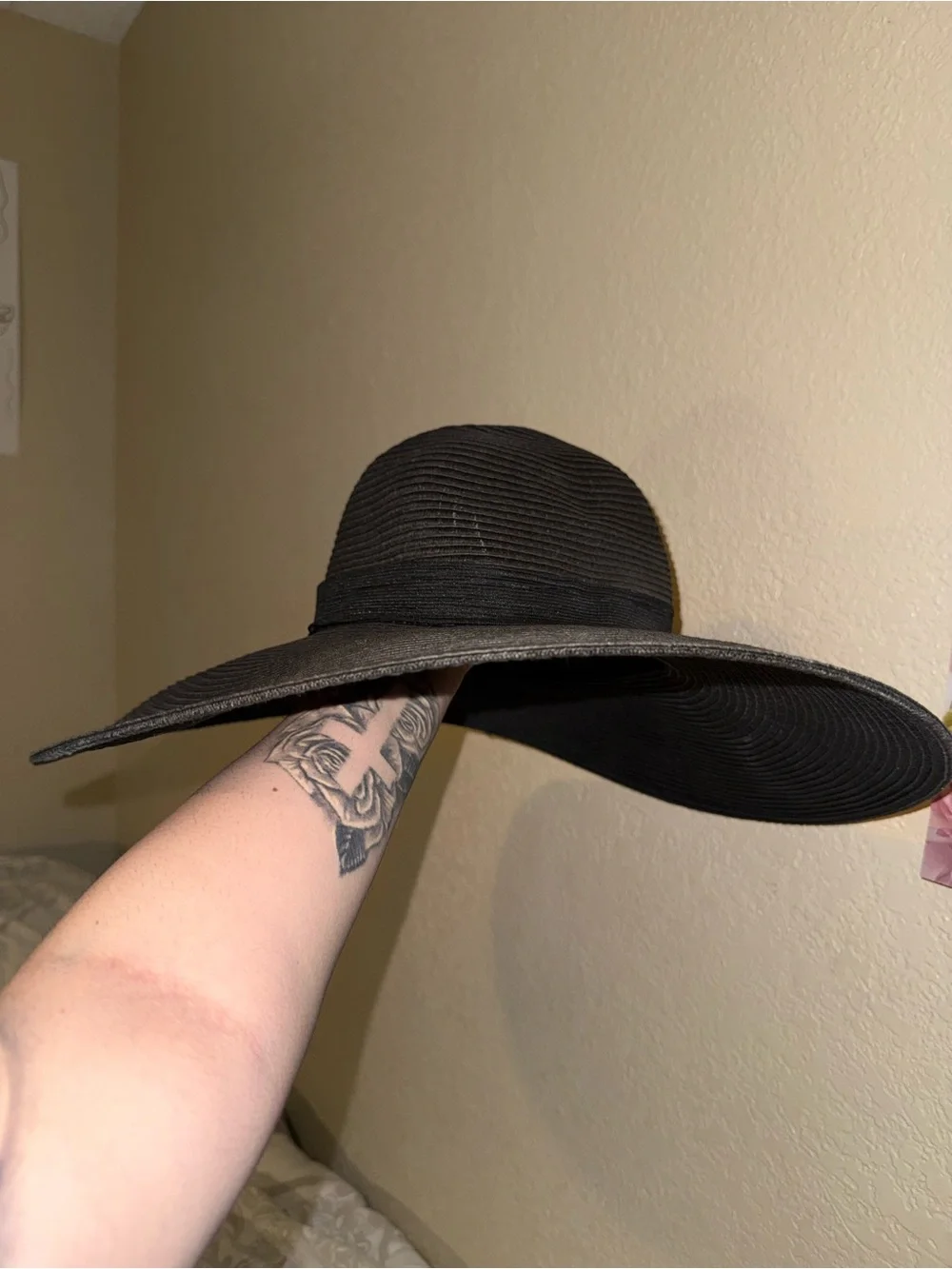 Wide Brim Black Sun Hat